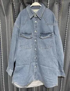 デニムジャケット　Gジャン　オーバーサイズ ライトブルーデニムシャツ 長袖