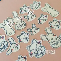 155　８種各２枚　フレークシール　ハンドメイド　うさぎ　猫　クラフト