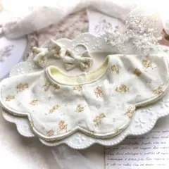 【スタイ＆ヘアリボン】くるくるスタイ　360 兎　くま　バンビ　防水　ナチュラル