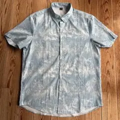 ボタニカル柄 半袖シャツ ブルー M