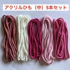 アクリルひも（中）　5本おまとめセット　直径約4㎜ 長さ約3m×5色セット