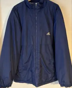 ★adidas ★ネイビー ナイロンジャケット古着メンズ　Lサイズ