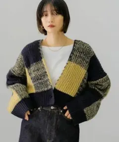 KBF BIGチェックショートカーディガン