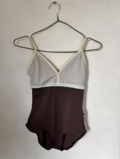 Yumiko ユミコ レオタード ブラウン × ベージュ × ライトブルー S