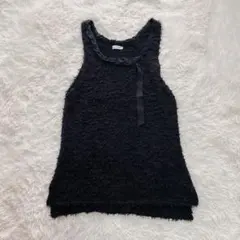 レプシィム　デザインベスト　チュニック　ブラック　フリーサイズ　リボン