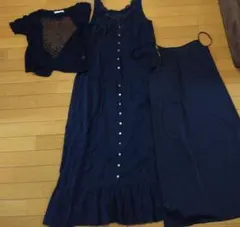 ケティ　ロングワンピース　ネイビー 紺色ワンピース