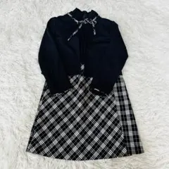 ミキハウス　フォーマル　セットアップ　120 ネイビー　チェック