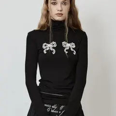 CRANK Lace ribbon turtleneck MUSINSAのサムネイル