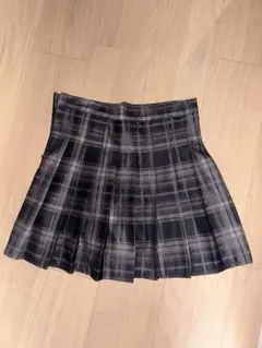 グレー チェック プリーツミニスカート
