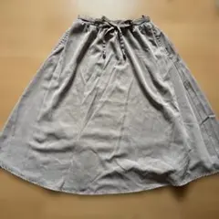 ikkaウエストリボン付き ロングフレアスカート ベージュ 140のサムネイル