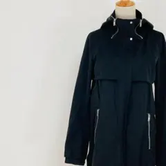 ザラ ベーシック フード付きロングコート ブラック S