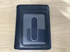 ネイビー パスケース 透明ポケット付き
