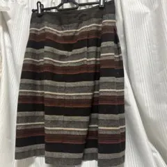 スカート　ストライプ　冬　茶系【送料無料】