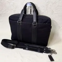 訳あり COACH ビジネス 2WAY ブリーフケース ナイロン/レザー 黒