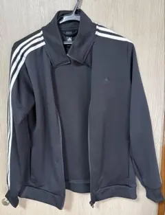 adidas 黒 ジップアップジャケット 3本ライン