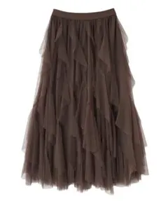 COCODEAL チュールエスカルゴフリルフレアスカート