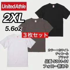 新品未使用 ユナイテッドアスレ 5.6oz 無地半袖Tシャツ 白黒炭 2XL