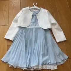 【美品】anyfam 水色プリーツドレスと白ジャケットセット　120センチ