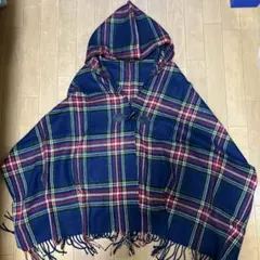 ☆フード付きチェック柄ポンチョ★