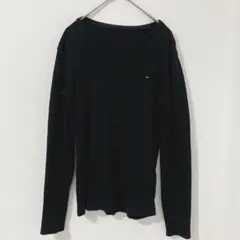トミーヒルフィガー 長袖Tシャツ ロンT ワンポイント刺繍 ブラック 黒のサムネイル