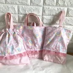 入園入学３点セットドリーミークマ　女の子　レッスンバック、上履き入れ