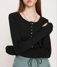 SLY CUT RIB SNAP TOPS カット リブ スナップ トップス