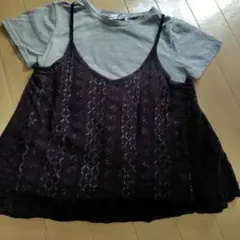GLOBAL WORK グレー XL レース付きタンクトップ