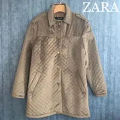 【美品】ZARA キルティング スウェード グレージュ コートジャケット