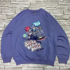 GILDAN スウェット パープル 宇宙飛行士 アルファガンマベータ USA古着
