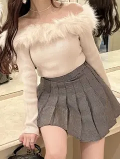 三上悠亜　ファーオフショルダーニットトップス[an1271]