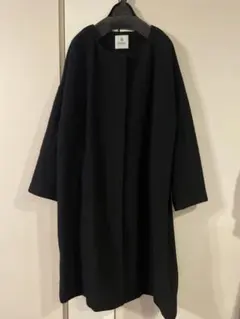 ノーカラーコート Aライン ナノユニバース　ブラック