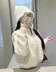 【24時間以内発送】2WAYニットスリーブエコファー ダウンジャンパー