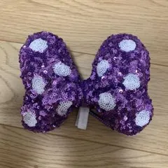 ディズニー ミニーちゃん リボン ヘアゴム スパンコール パープル ドット レア