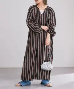 CIAOPANIC TYPY◆ストライプ袖ギャザーワンピース◆ブラック系◆ONE