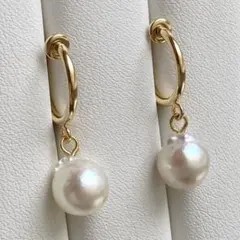 あこや真珠 フープイヤリング アコヤパール Pearl M309