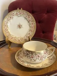名古屋　松風陶器　桜模様　花柄陶磁器カップ&ソーサーセット