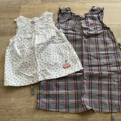 ミキハウス 水玉模様 チェック柄 ワンピースセット 100cm