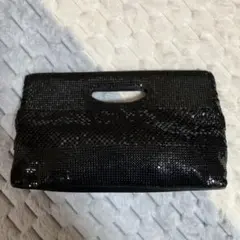 ビーズ装飾 ブラック クラッチバッグ