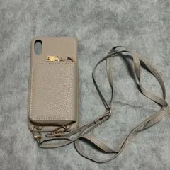 スマホショルダー ストラップ付きケース　グレージュ　iPhoneXS MAX