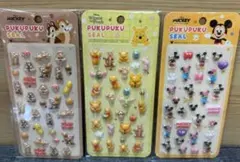 ぷくぷくシール◆ディズニー3種セット♪チップデール&プーさん&ミッキーミニ－