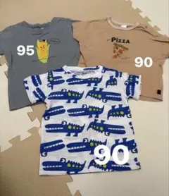 ベビー　Tシャツ 3枚セット 半袖 男の子 ワニ　ピザ トウモロコシ