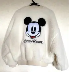 Fashion Style ミッキーマウス フリースジャケット クリーム色