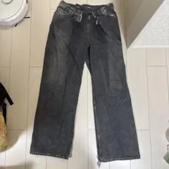ダークグレー ワイドレッグデニム