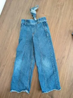 デニムオーバーオール ワイドレッグ