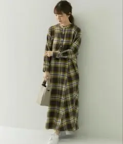 サニーレーベル　起毛ネルシャツワンピース