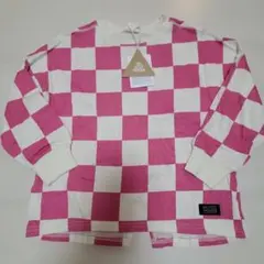 120サイズ マイリトルワンダー チェッカー 長袖ティシャツ ピンク 新品