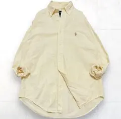 ラルフローレン オックスフォード ストライプ 長袖シャツ ロゴ刺繍 ゆったり L