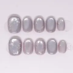 ネイルチップ【083】 ベリーショート マグネット 紫 シルバー 花のサムネイル