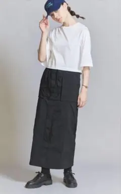 BEAUTY &YOUTH ナイロンタフタ ポケット ドロースト スカート