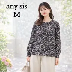 【エニィスィス】ブラウス　M　ブラック　花柄　上品　透け感　レイヤード